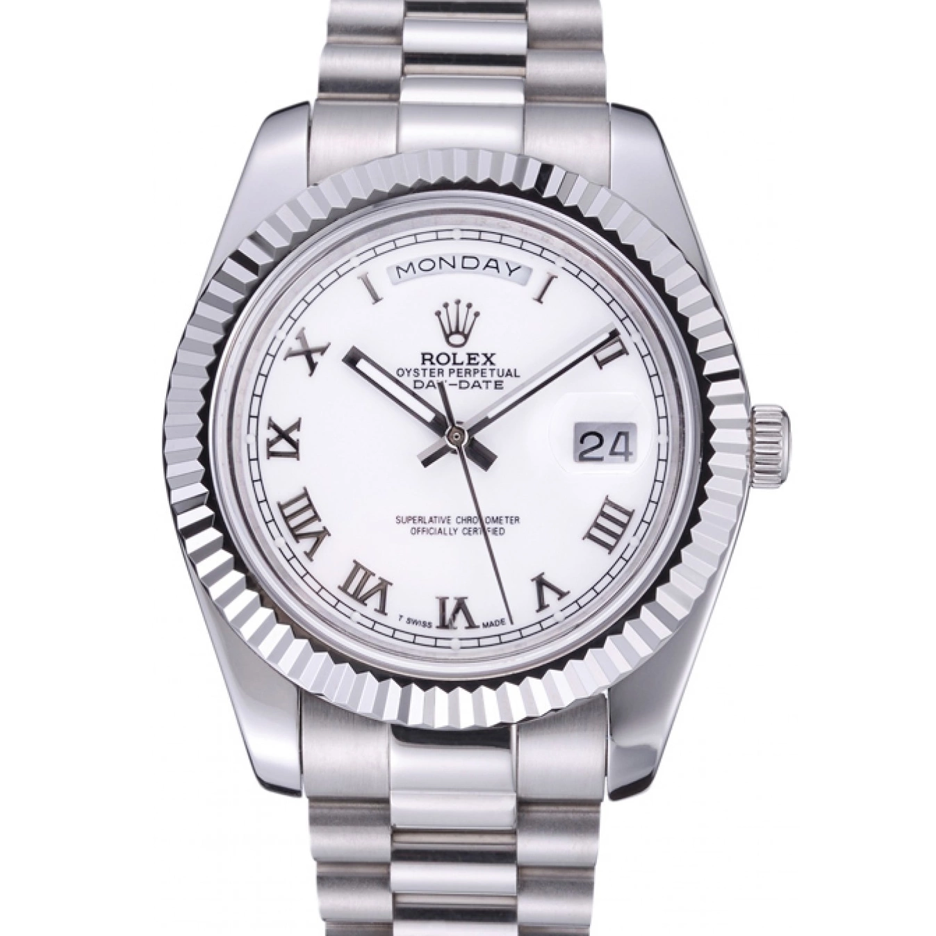 Steel Rolex 622547 Dial Day-Date Bracelet White Stainless 0717